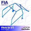 AST "FIA" Einschweiß-Überrollkäfig V1, mit 8 Punkten an der Karosserie; Alfa 155
